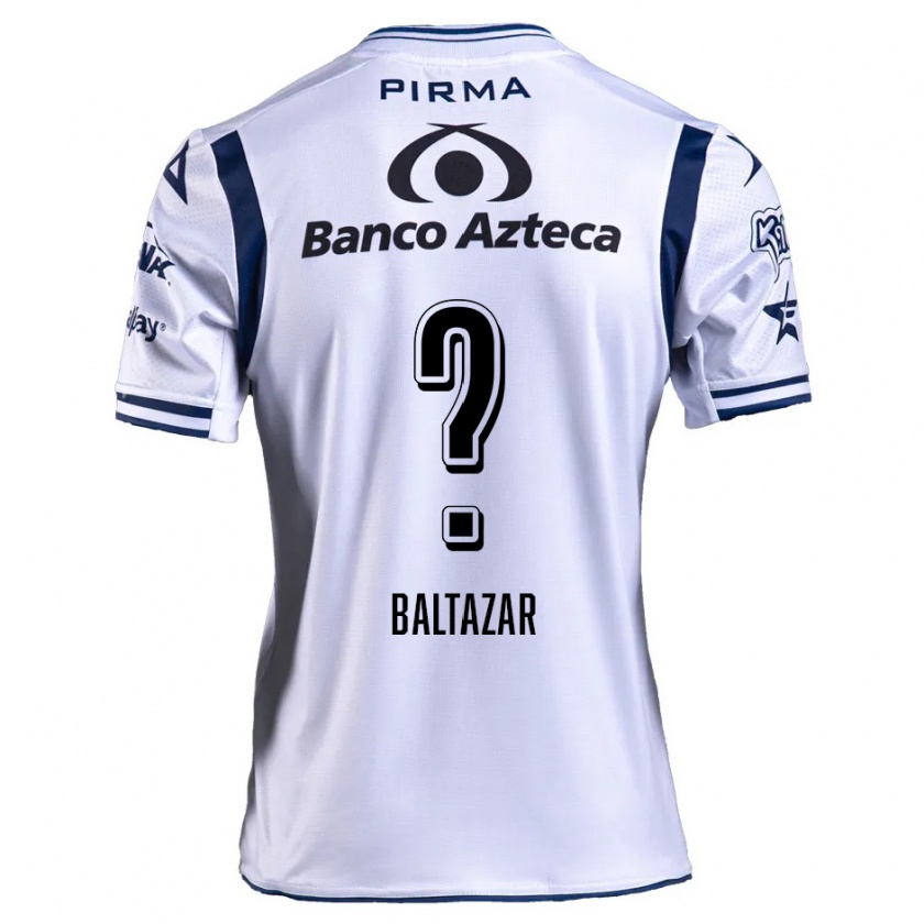 Kandiny Niño Camiseta Carlos Baltazar #0 Blanco Azul Marino 1ª Equipación 2024/25 La Camisa