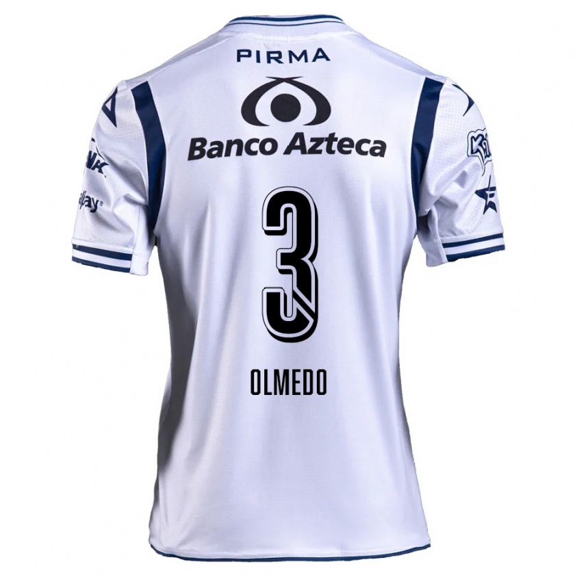 Kandiny Bambino Maglia Sebastián Olmedo #3 Bianco Blu Navy Kit Gara Home 2024/25 Maglietta