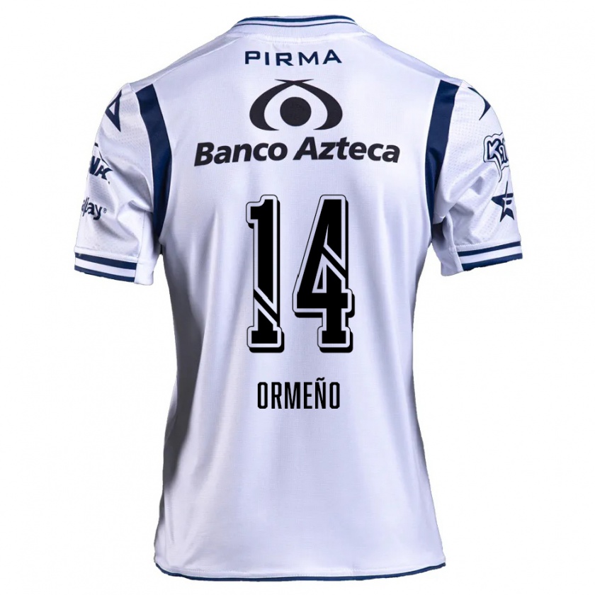 Kandiny Bambino Maglia Santiago Ormeño #14 Bianco Blu Navy Kit Gara Home 2024/25 Maglietta