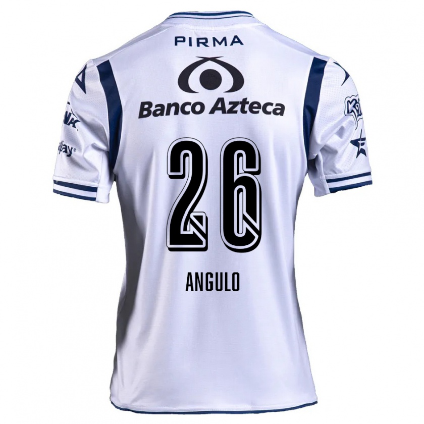 Kandiny Bambino Maglia Brayan Angulo #26 Bianco Blu Navy Kit Gara Home 2024/25 Maglietta