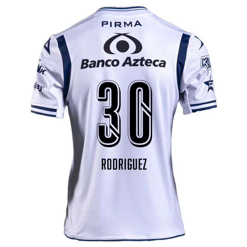 Kandiny Niño Camiseta Jesús Rodríguez #30 Blanco Azul Marino 1ª Equipación 2024/25 La Camisa