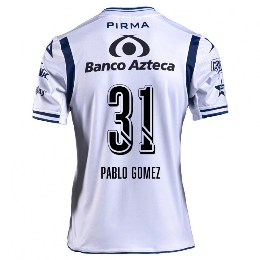 Kandiny Niño Camiseta Juan Pablo Gómez #31 Blanco Azul Marino 1ª Equipación 2024/25 La Camisa