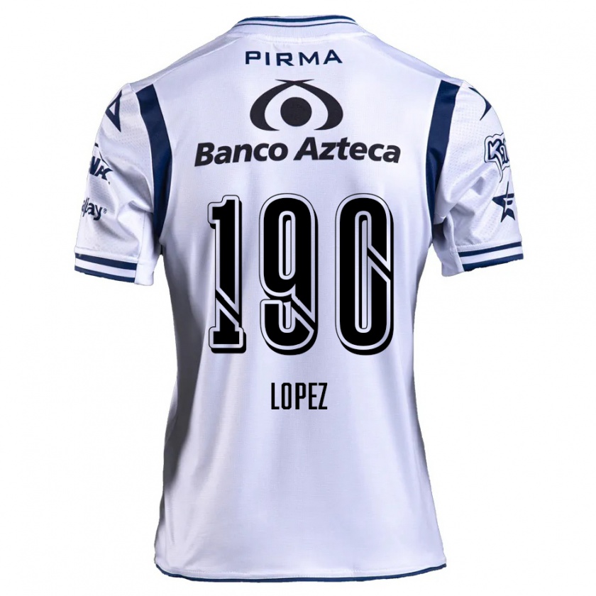 Kandiny Niño Camiseta Josué López #190 Blanco Azul Marino 1ª Equipación 2024/25 La Camisa