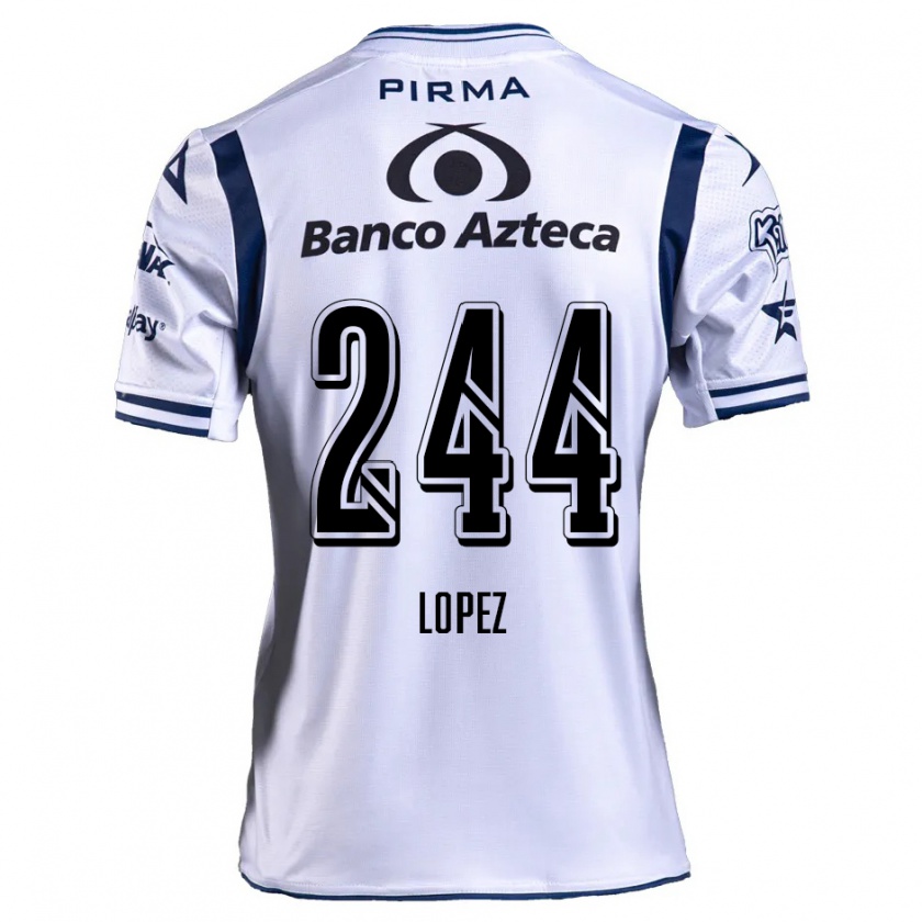 Kandiny Niño Camiseta Daniel López #244 Blanco Azul Marino 1ª Equipación 2024/25 La Camisa