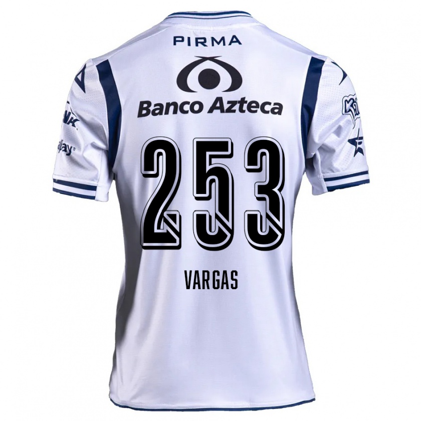 Kandiny Niño Camiseta Edwin Vargas #253 Blanco Azul Marino 1ª Equipación 2024/25 La Camisa