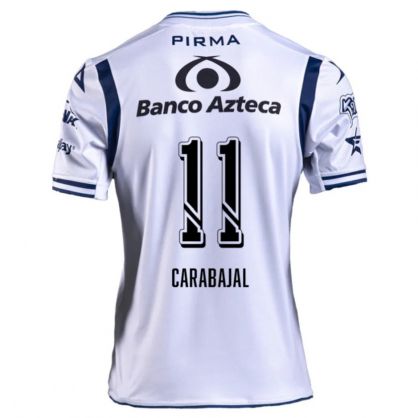 Kandiny Niño Camiseta Gabriel Carabajal #11 Blanco Azul Marino 1ª Equipación 2024/25 La Camisa