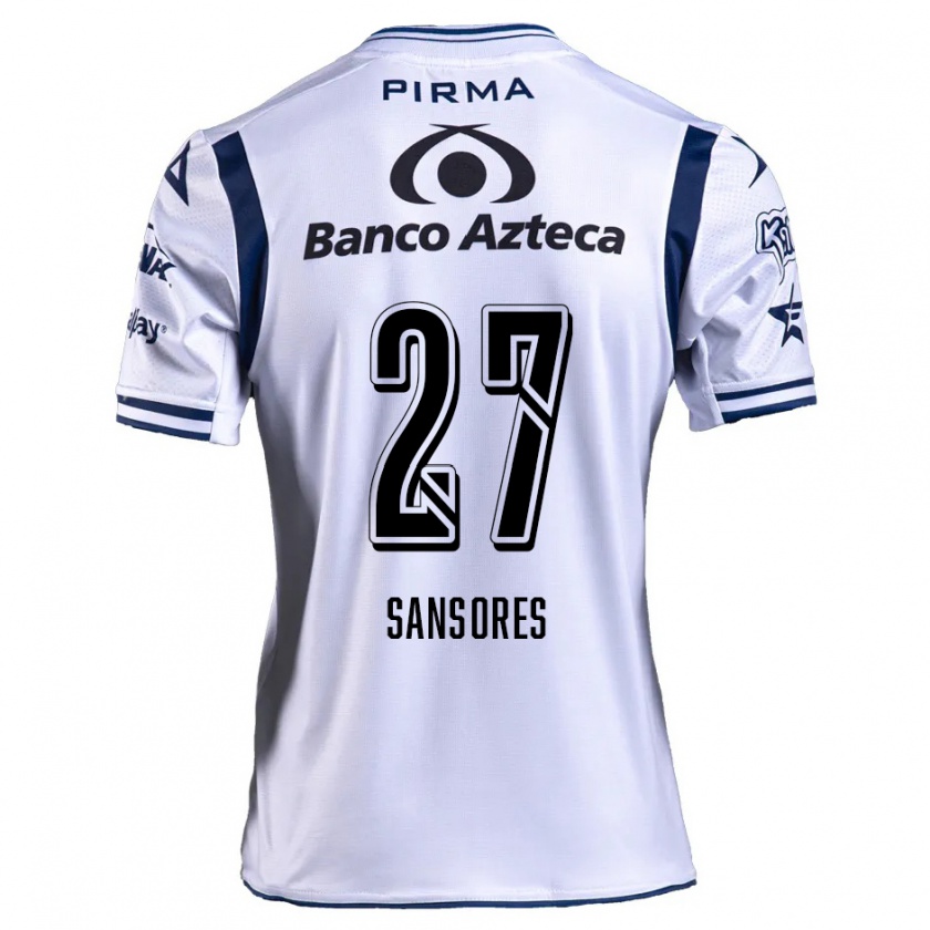 Kandiny Niño Camiseta Miguel Sansores #27 Blanco Azul Marino 1ª Equipación 2024/25 La Camisa