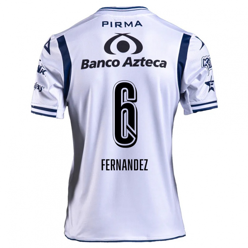 Kandiny Niño Camiseta Liliana Fernández #6 Blanco Azul Marino 1ª Equipación 2024/25 La Camisa