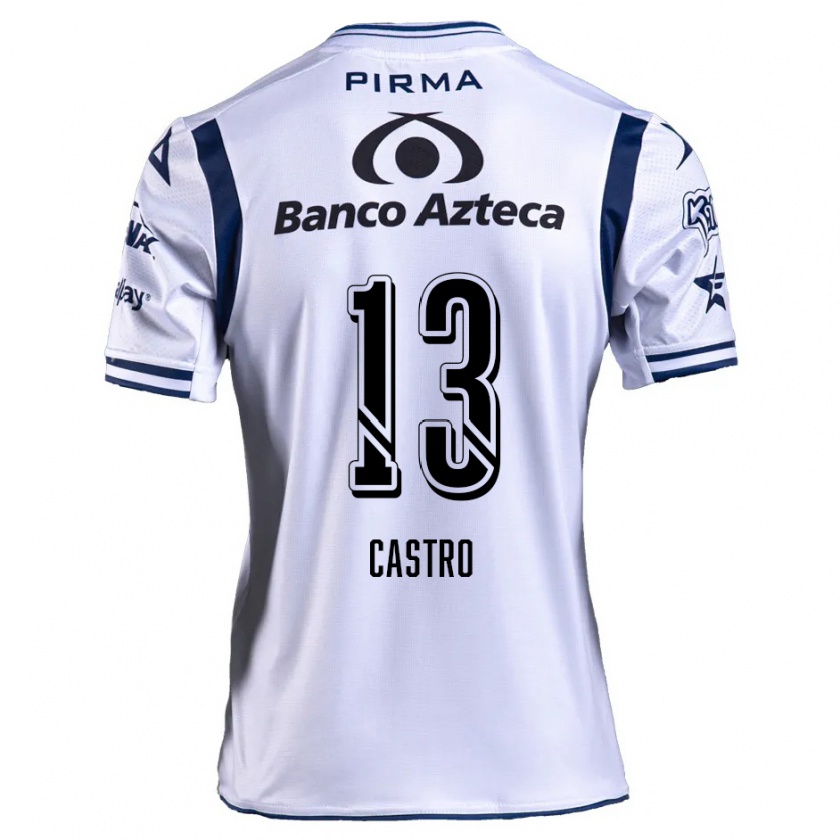 Kandiny Niño Camiseta Mariam Castro #13 Blanco Azul Marino 1ª Equipación 2024/25 La Camisa