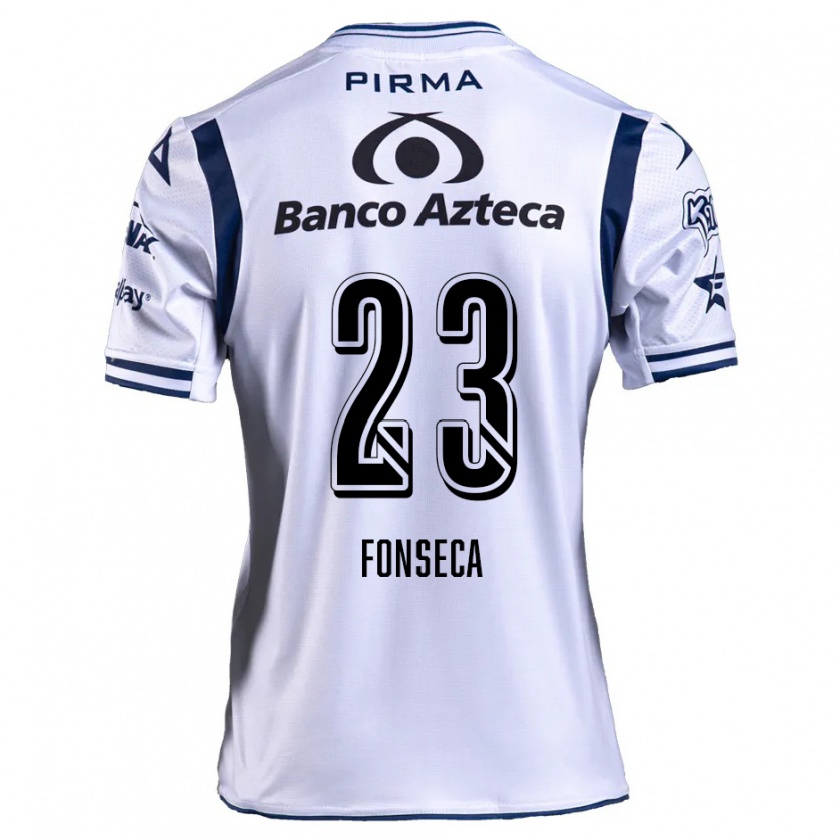 Kandiny Niño Camiseta Camila Fonseca #23 Blanco Azul Marino 1ª Equipación 2024/25 La Camisa