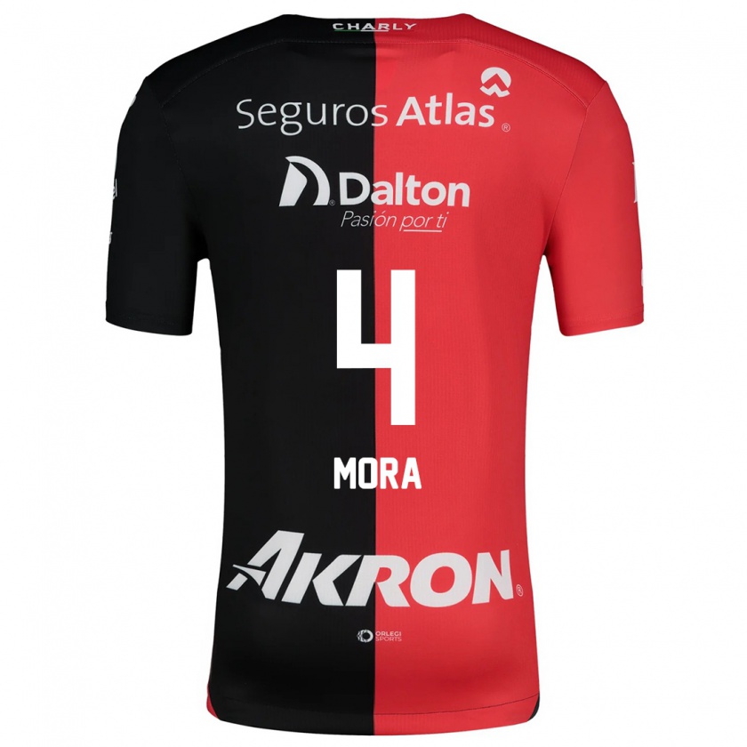 Kandiny Kinderen Adrián Mora #4 Rood Zwart Thuisshirt Thuistenue 2024/25 T-Shirt België