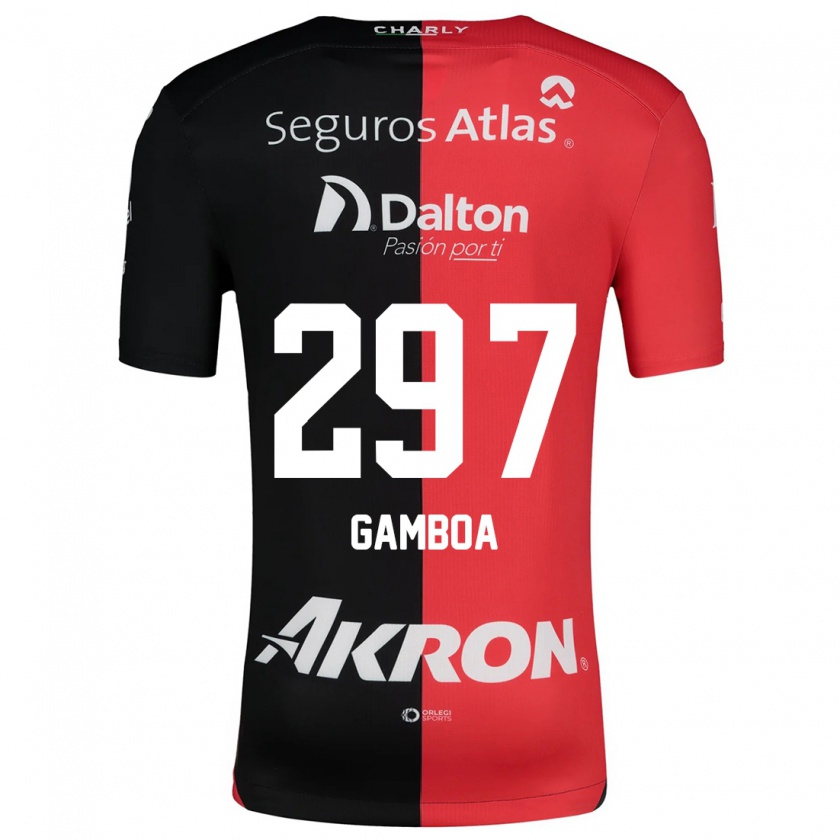 Kandiny Kinderen Luis Gamboa #297 Rood Zwart Thuisshirt Thuistenue 2024/25 T-Shirt België