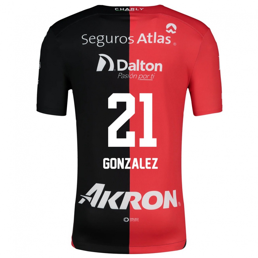 Kandiny Kinderen Sarahí González #21 Rood Zwart Thuisshirt Thuistenue 2024/25 T-Shirt België