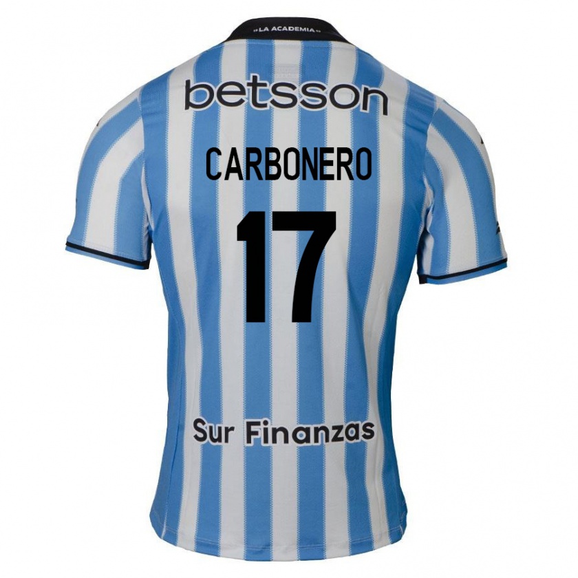 Kandiny Niño Camiseta Johan Carbonero #17 Azul Blanco Negro 1ª Equipación 2024/25 La Camisa