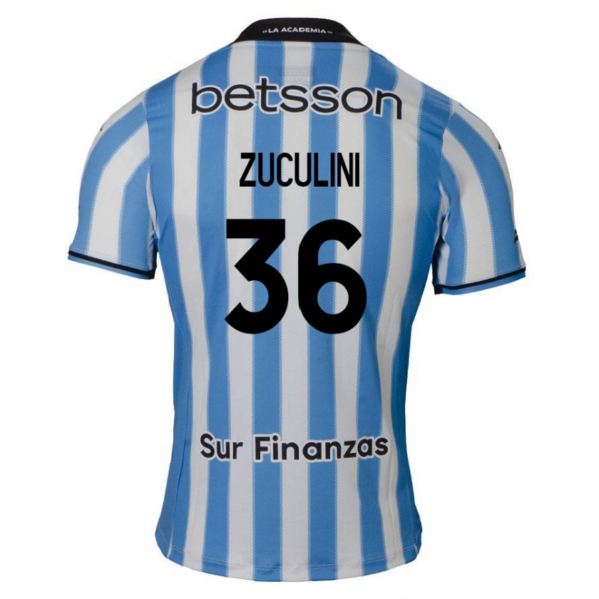 Kandiny Niño Camiseta Bruno Zuculini #36 Azul Blanco Negro 1ª Equipación 2024/25 La Camisa