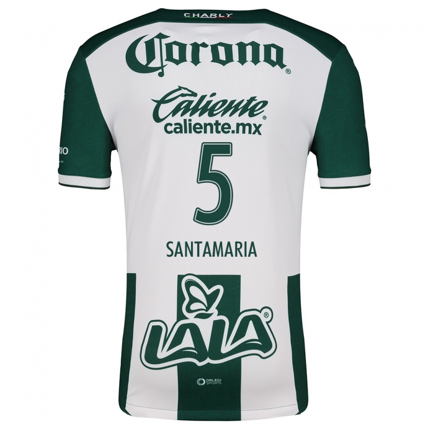 Kandiny Niño Camiseta Anderson Santamaría #5 Verde Blanco 1ª Equipación 2024/25 La Camisa México