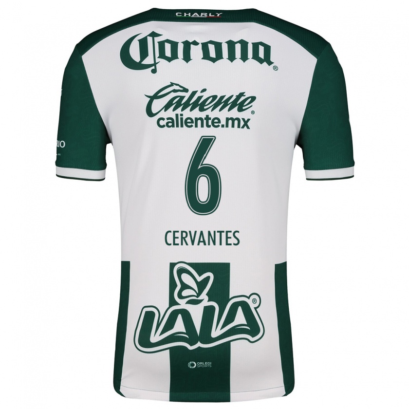 Kandiny Niño Camiseta Alan Cervantes #6 Verde Blanco 1ª Equipación 2024/25 La Camisa México