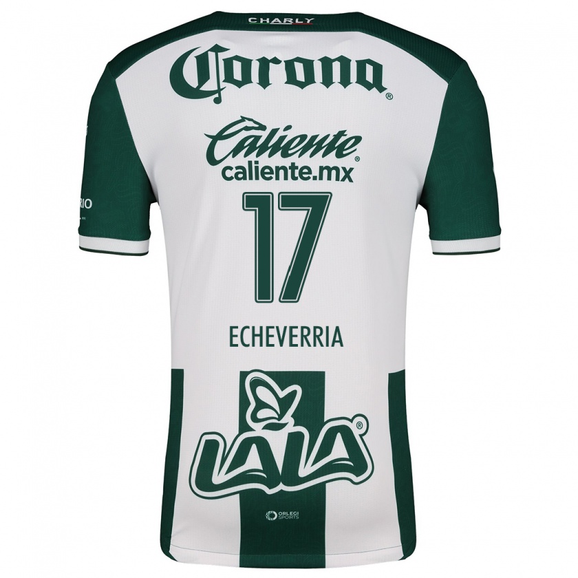 Kandiny Niño Camiseta Emmanuel Echeverría #17 Verde Blanco 1ª Equipación 2024/25 La Camisa México