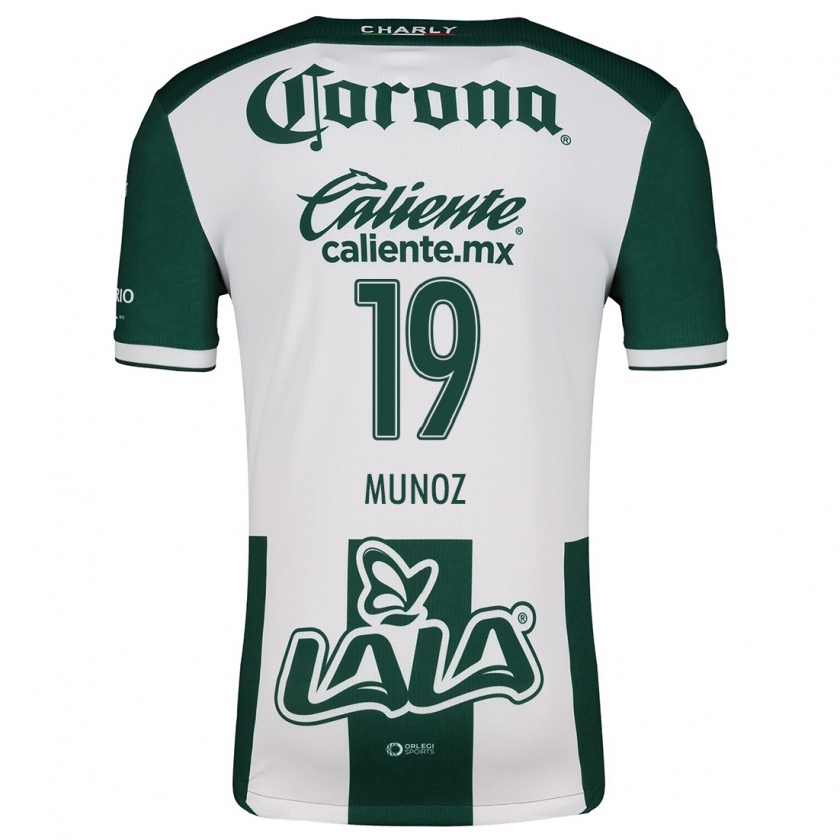 Kandiny Niño Camiseta Santiago Muñoz #19 Verde Blanco 1ª Equipación 2024/25 La Camisa México