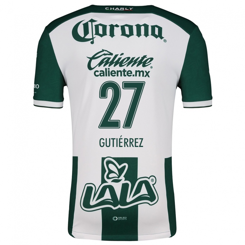 Kandiny Niño Camiseta Luis Gutiérrez #27 Verde Blanco 1ª Equipación 2024/25 La Camisa México