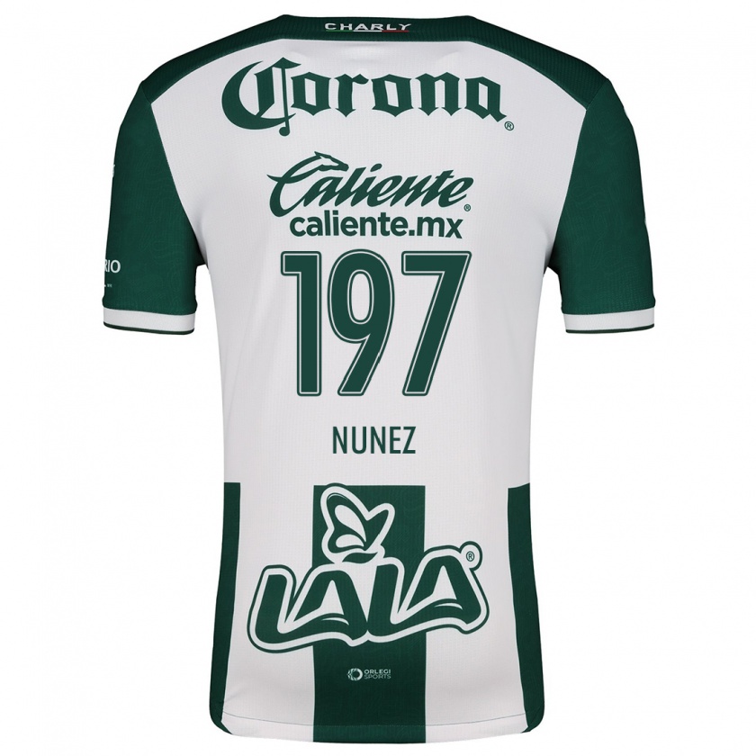 Kandiny Niño Camiseta Kevin Núñez #197 Verde Blanco 1ª Equipación 2024/25 La Camisa México