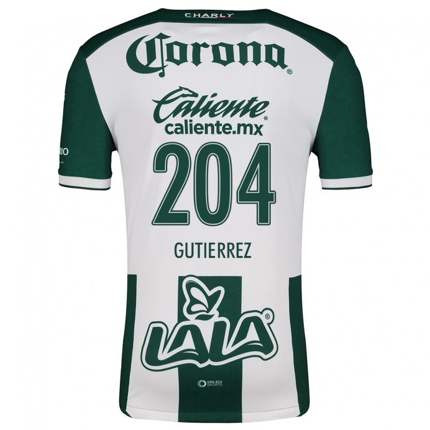 Kandiny Niño Camiseta Gabriel Gutiérrez #204 Verde Blanco 1ª Equipación 2024/25 La Camisa México