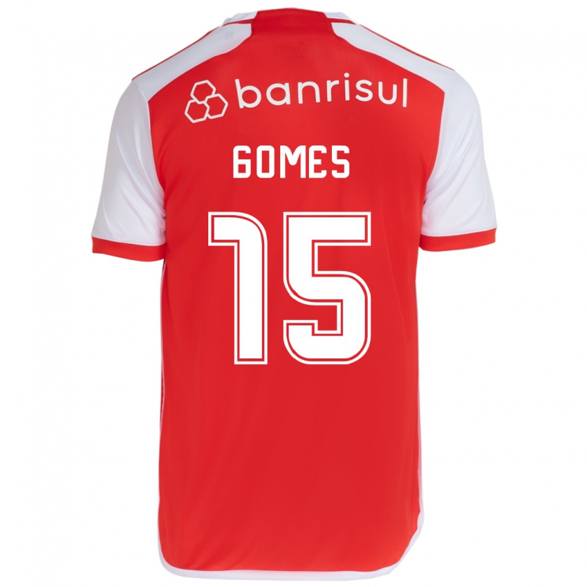 Kandiny Bambino Maglia Bruno Gomes #15 Rosso Bianco Kit Gara Home 2024/25 Maglietta