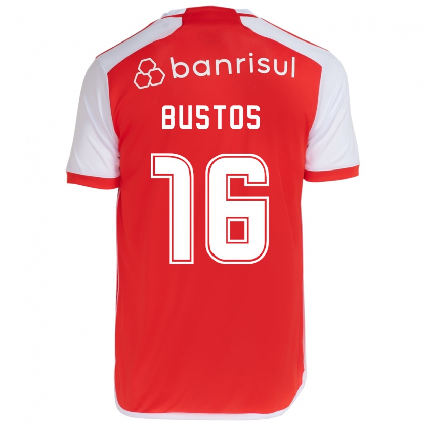 Kandiny Niño Camiseta Fabricio Bustos #16 Rojo Blanco 1ª Equipación 2024/25 La Camisa