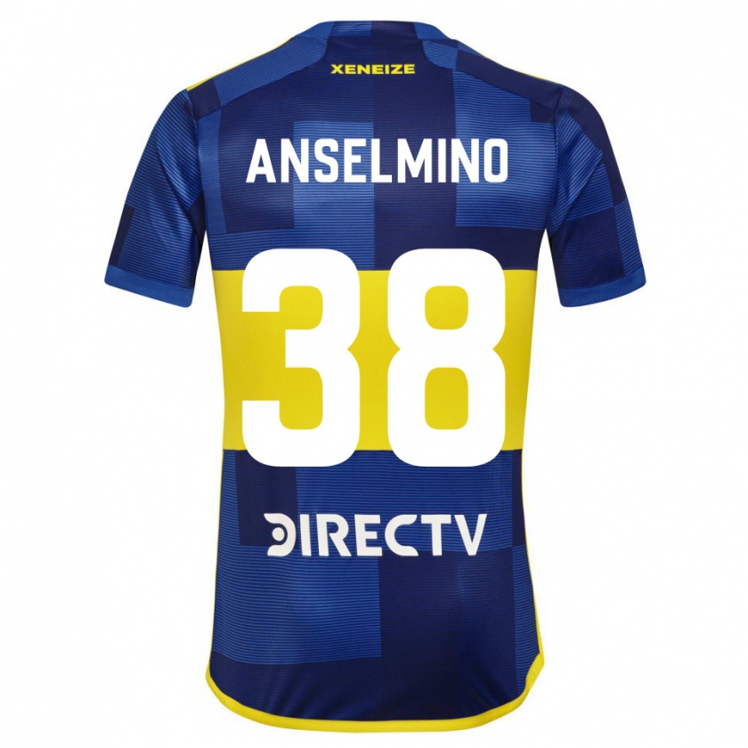 Kandiny Niño Camiseta Aarón Anselmino #38 Azul Amarillo 1ª Equipación 2024/25 La Camisa México