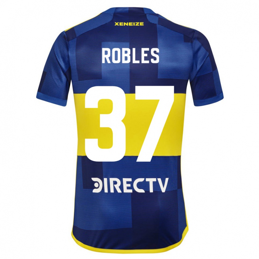 Kandiny Kinderen Sebastián Díaz Robles #37 Blauw Geel Thuisshirt Thuistenue 2024/25 T-Shirt