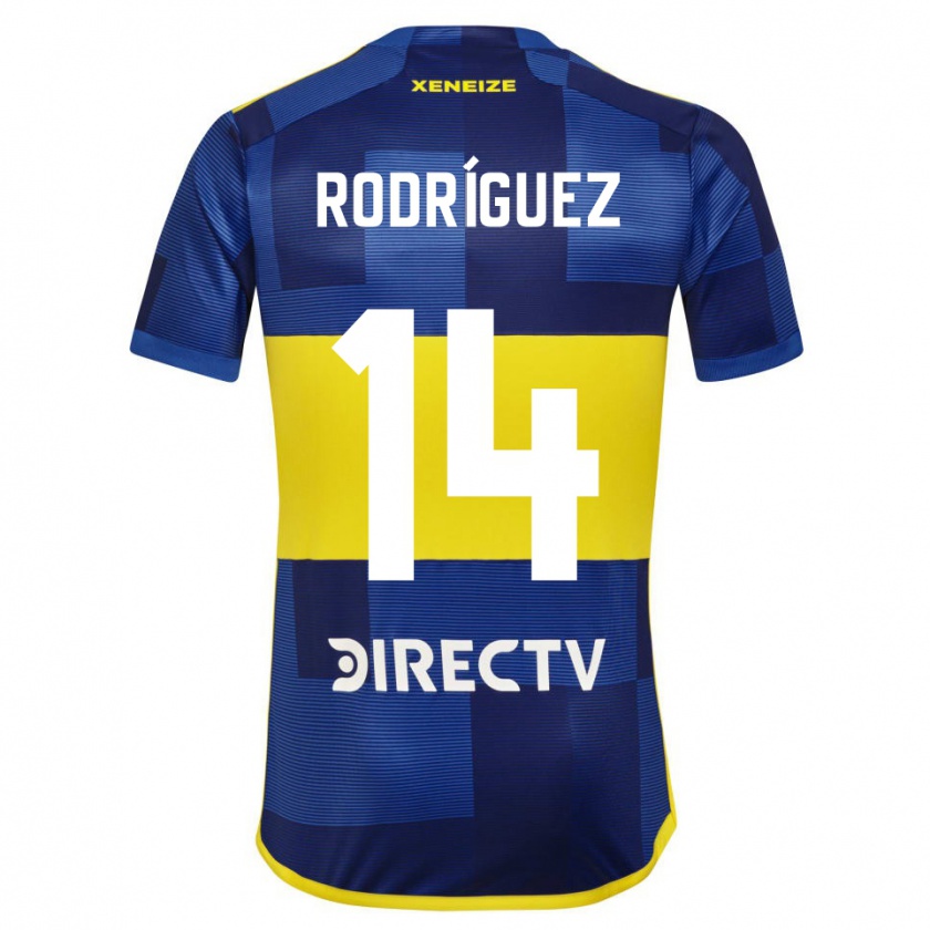 Kandiny Bambino Maglia Isaías Rodríguez #14 Blu Giallo Kit Gara Home 2024/25 Maglietta