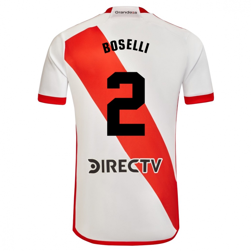 Kandiny Kinderen Sebastián Boselli #2 Wit Rood Thuisshirt Thuistenue 2024/25 T-Shirt België