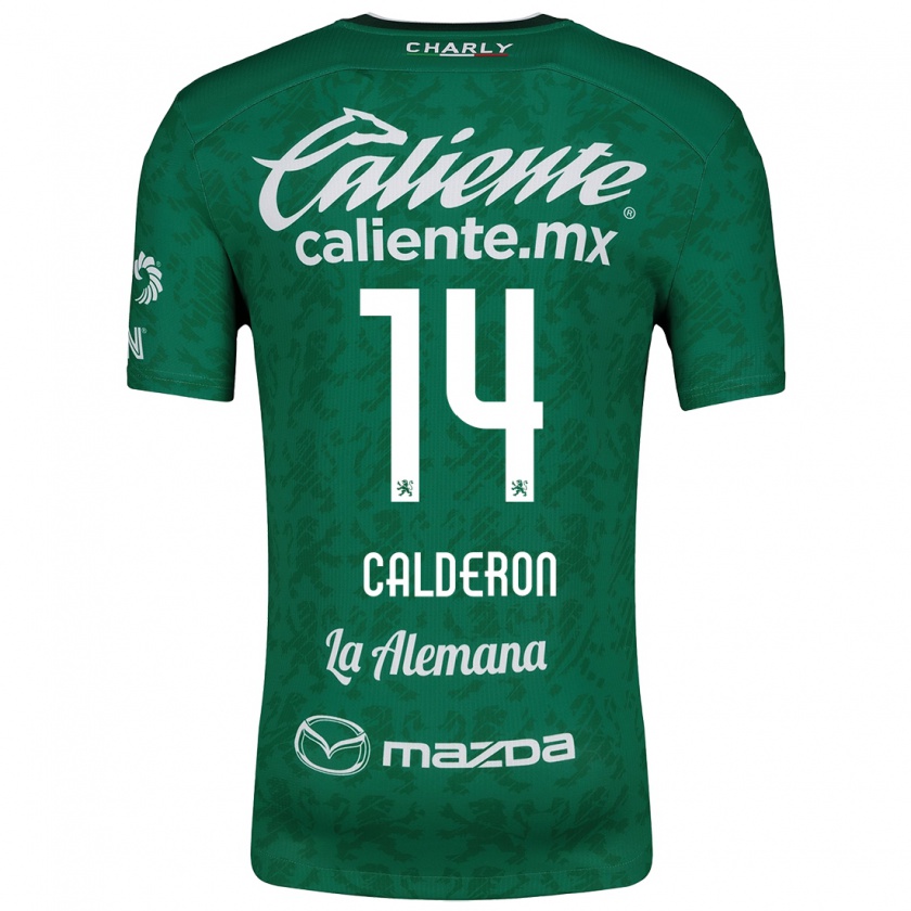 Kandiny Bambino Maglia Daniela Calderón #14 Verde Bianco Kit Gara Home 2024/25 Maglietta