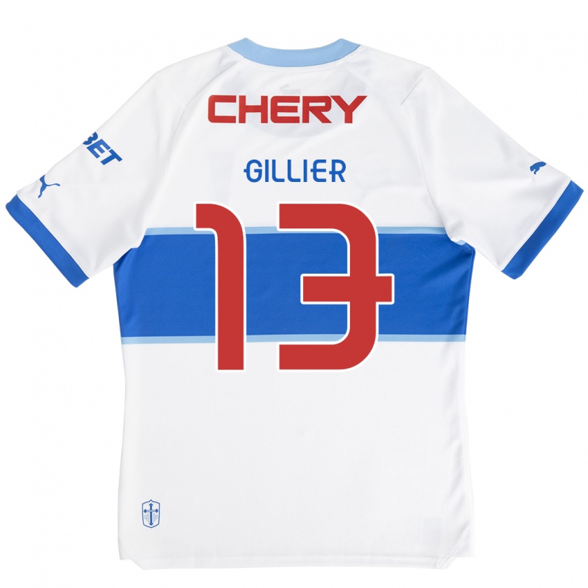 Kandiny Bambino Maglia Thomas Gillier #13 Bianco Blu Kit Gara Home 2024/25 Maglietta