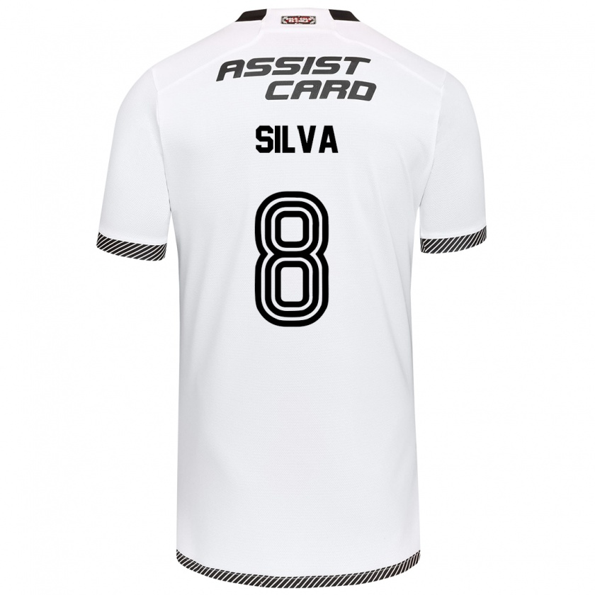 Kandiny Bambino Maglia Bastián Silva #8 Bianco Nero Kit Gara Home 2024/25 Maglietta