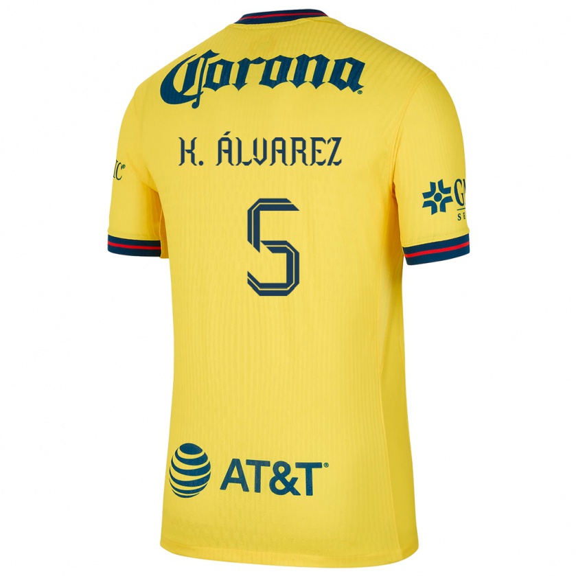 Kandiny Niño Camiseta Kevin Álvarez #5 Amarillo Azul 1ª Equipación 2024/25 La Camisa México