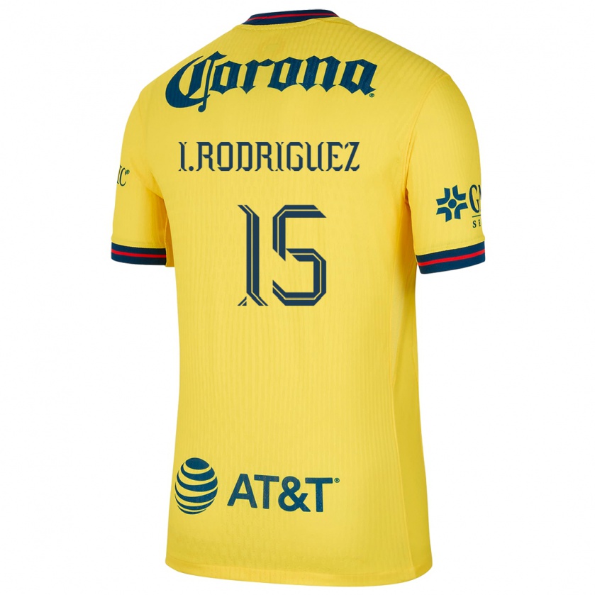 Kandiny Niño Camiseta Iván Rodríguez #15 Amarillo Azul 1ª Equipación 2024/25 La Camisa México