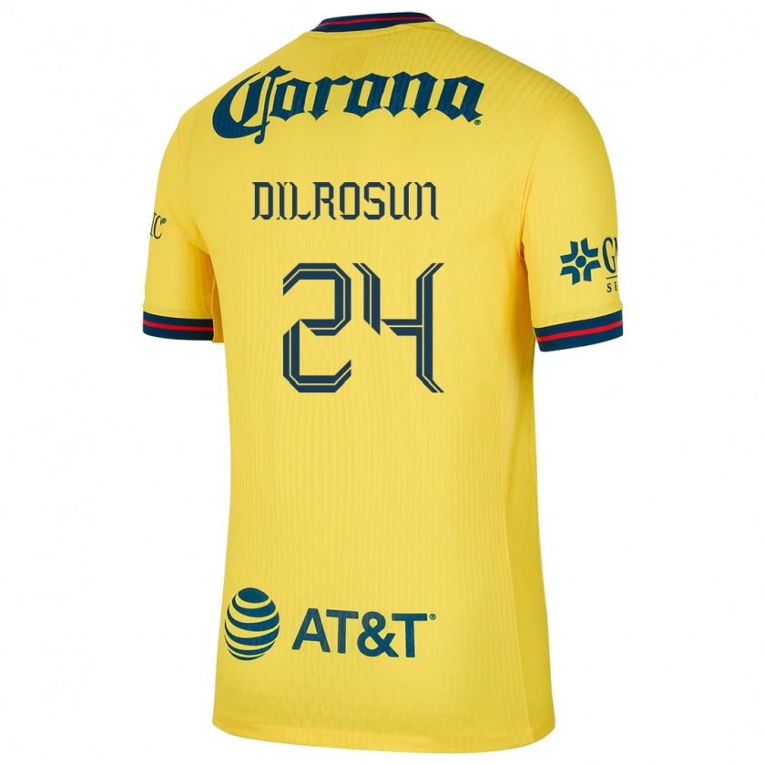 Kandiny Niño Camiseta Javairô Dilrosun #24 Amarillo Azul 1ª Equipación 2024/25 La Camisa México