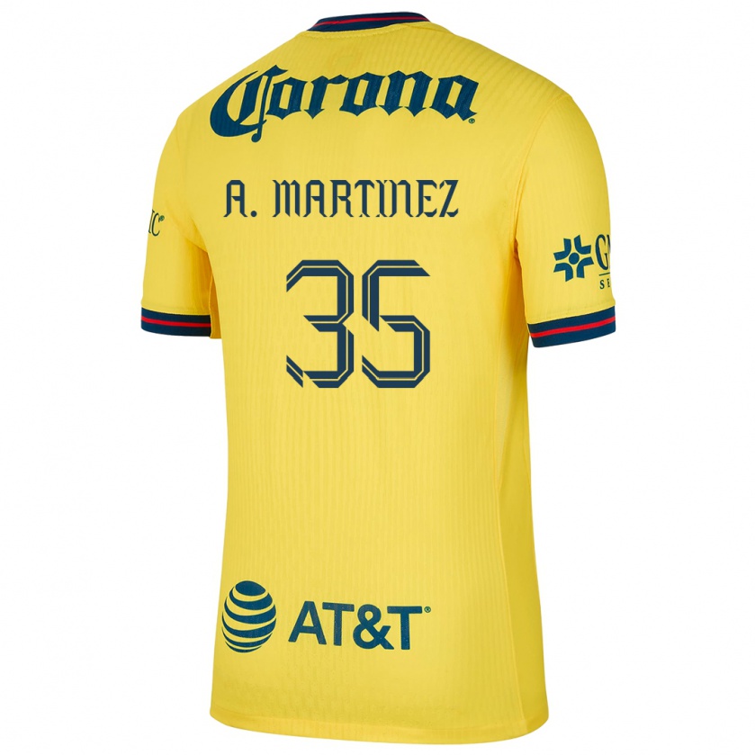 Kandiny Bambino Maglia Arturo Martínez #35 Giallo Blu Kit Gara Home 2024/25 Maglietta