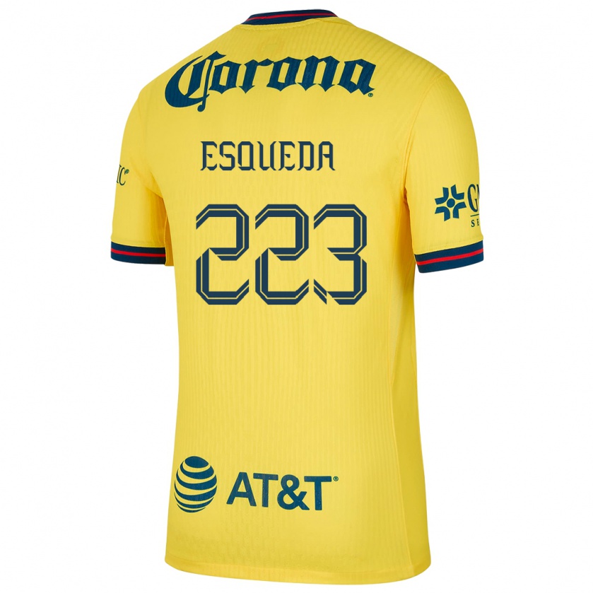 Kandiny Niño Camiseta Diego Esqueda #223 Amarillo Azul 1ª Equipación 2024/25 La Camisa México