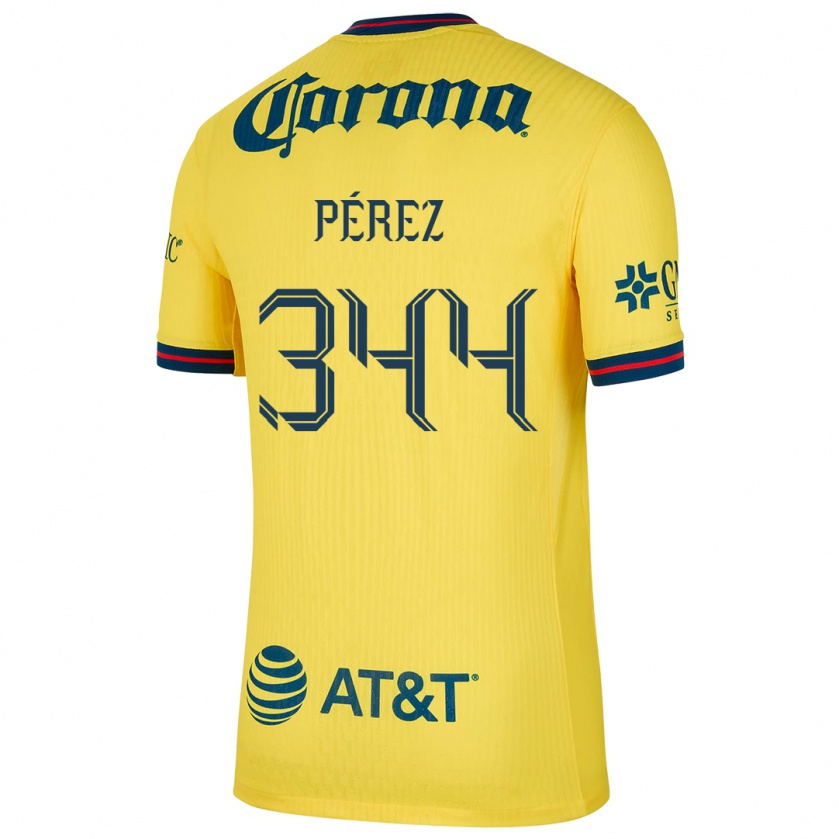 Kandiny Niño Camiseta Froylan Pérez #344 Amarillo Azul 1ª Equipación 2024/25 La Camisa México