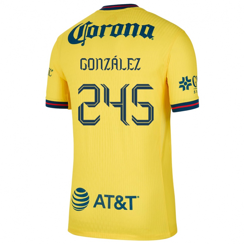 Kandiny Niño Camiseta Enrique González #245 Amarillo Azul 1ª Equipación 2024/25 La Camisa México