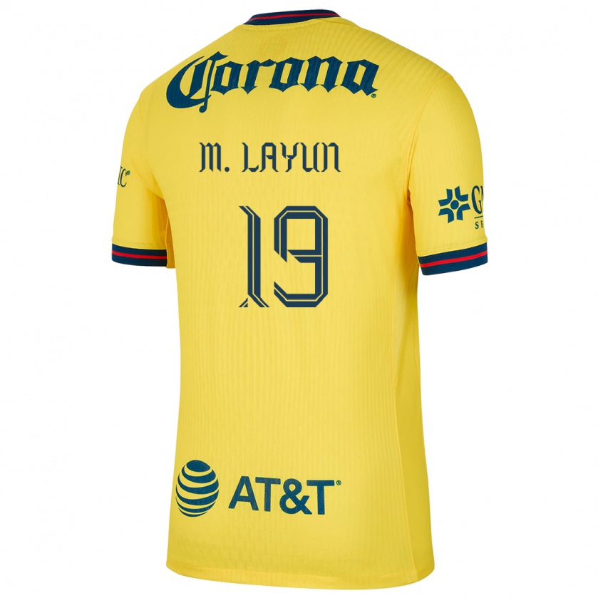 Kandiny Niño Camiseta Miguel Layún #19 Amarillo Azul 1ª Equipación 2024/25 La Camisa México