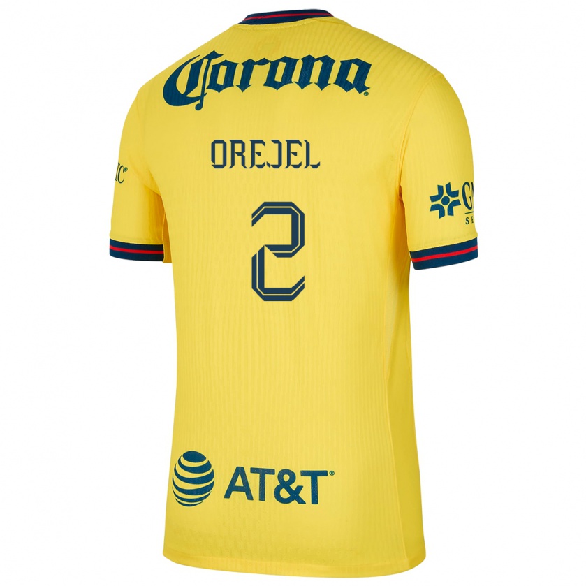 Kandiny Niño Camiseta Jocelyn Orejel #2 Amarillo Azul 1ª Equipación 2024/25 La Camisa México