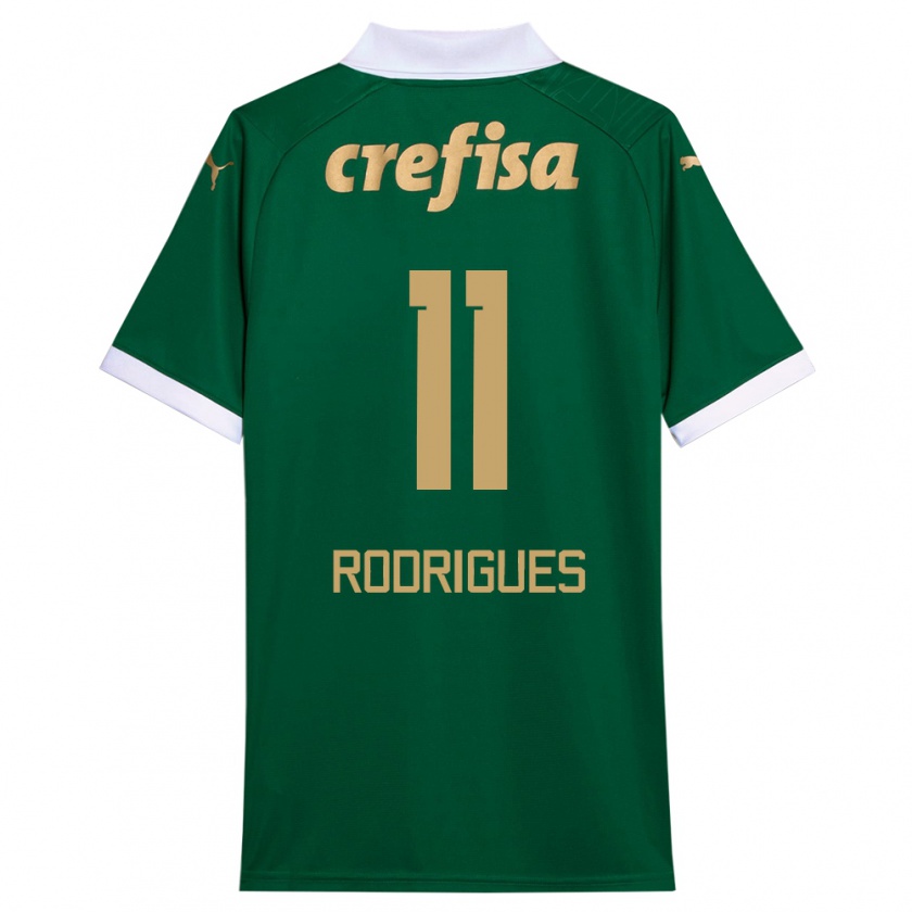 Kandiny Niño Camiseta Bruno Rodrigues #11 Verde Blanco 1ª Equipación 2024/25 La Camisa México