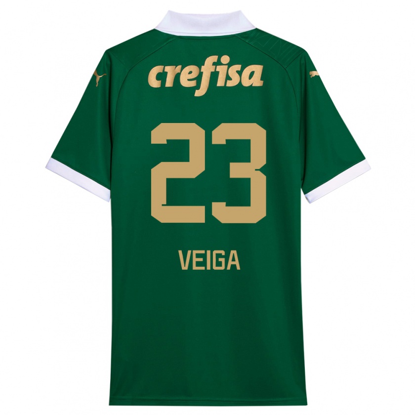 Kandiny Niño Camiseta Raphael Veiga #23 Verde Blanco 1ª Equipación 2024/25 La Camisa México