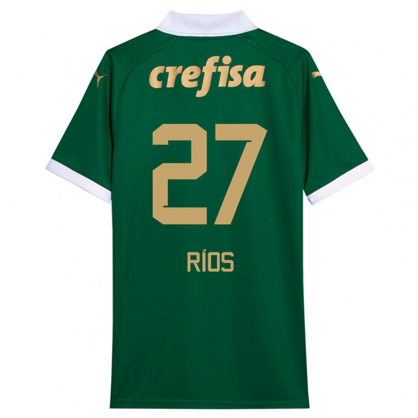 Kandiny Niño Camiseta Richard Ríos #27 Verde Blanco 1ª Equipación 2024/25 La Camisa México