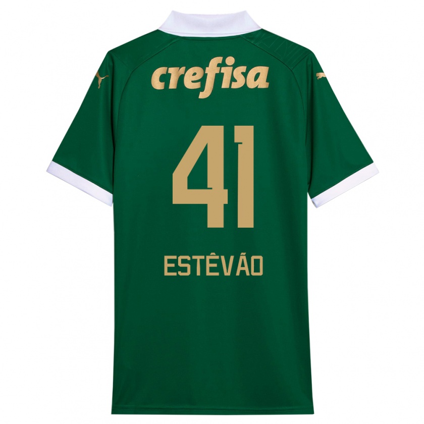 Kandiny Niño Camiseta Estêvão #41 Verde Blanco 1ª Equipación 2024/25 La Camisa México