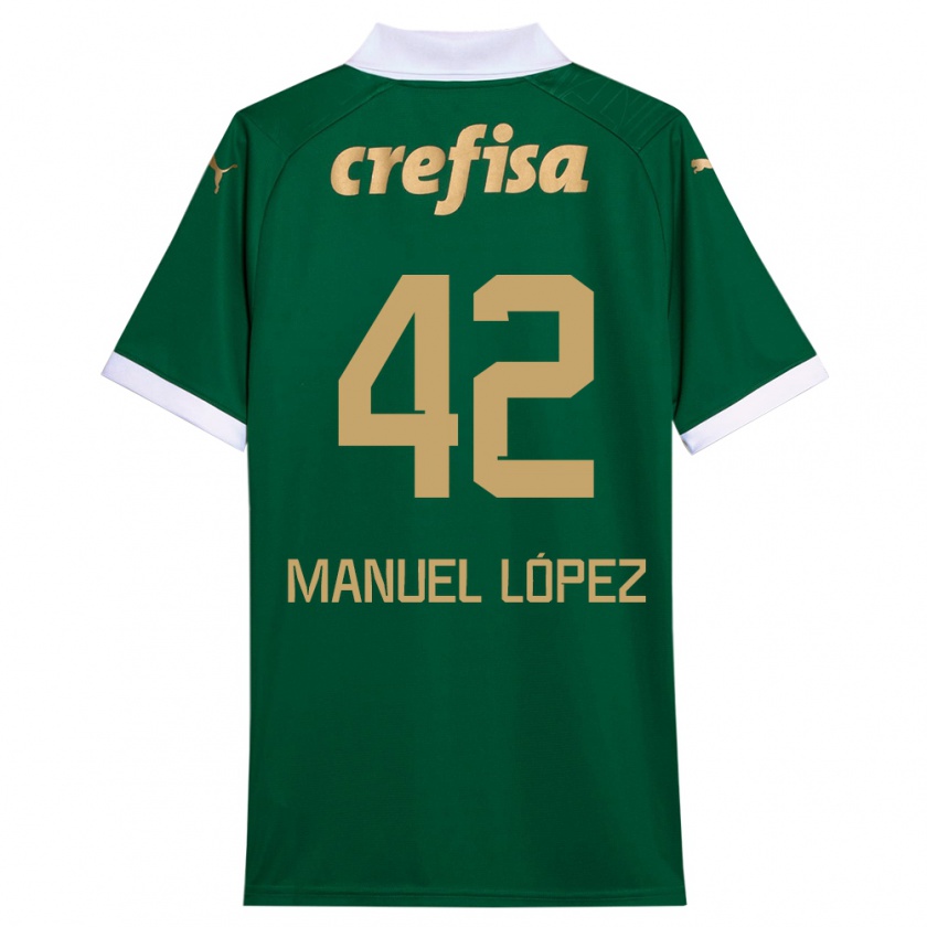 Kandiny Bambino Maglia José Manuel López #42 Verde Bianco Kit Gara Home 2024/25 Maglietta