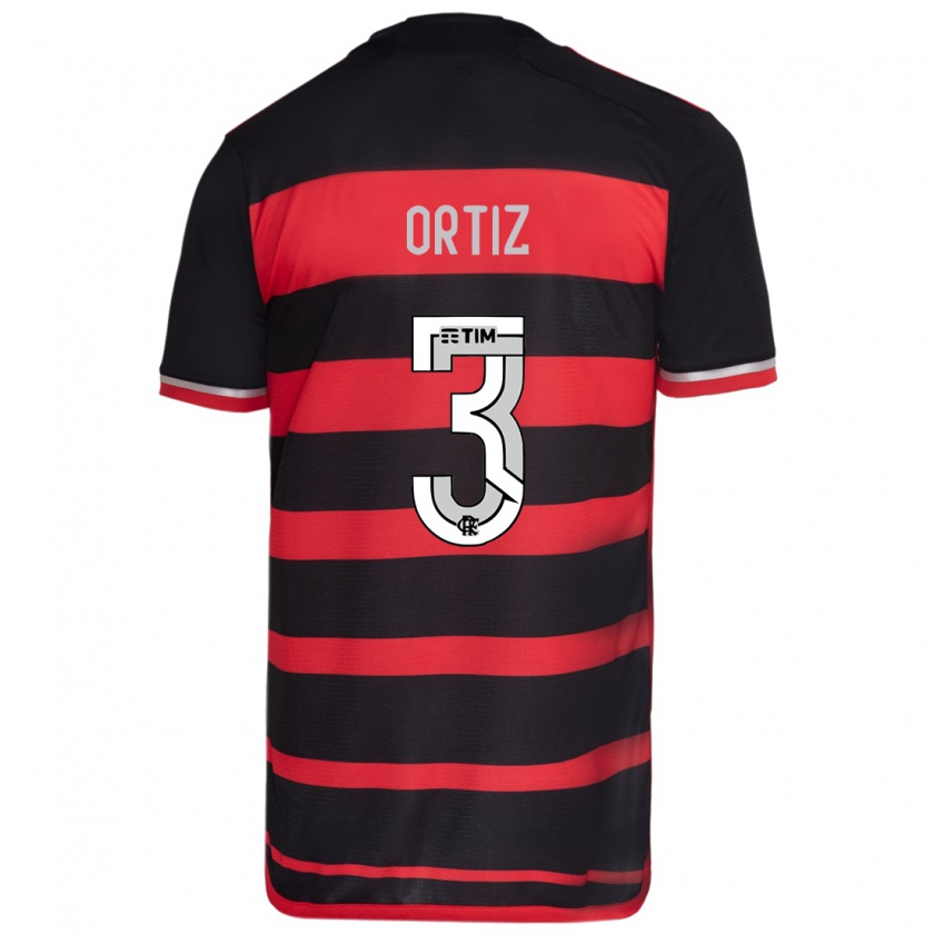 Kandiny Bambino Maglia Léo Ortiz #3 Rosso Nero Kit Gara Home 2024/25 Maglietta